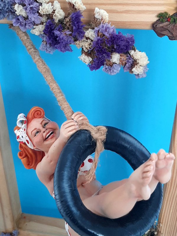"Anne on the Beach" Polymer Clay Sculpture - Image 7