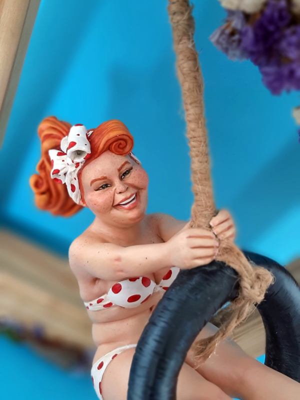 "Anne on the Beach" Polymer Clay Sculpture - Image 6