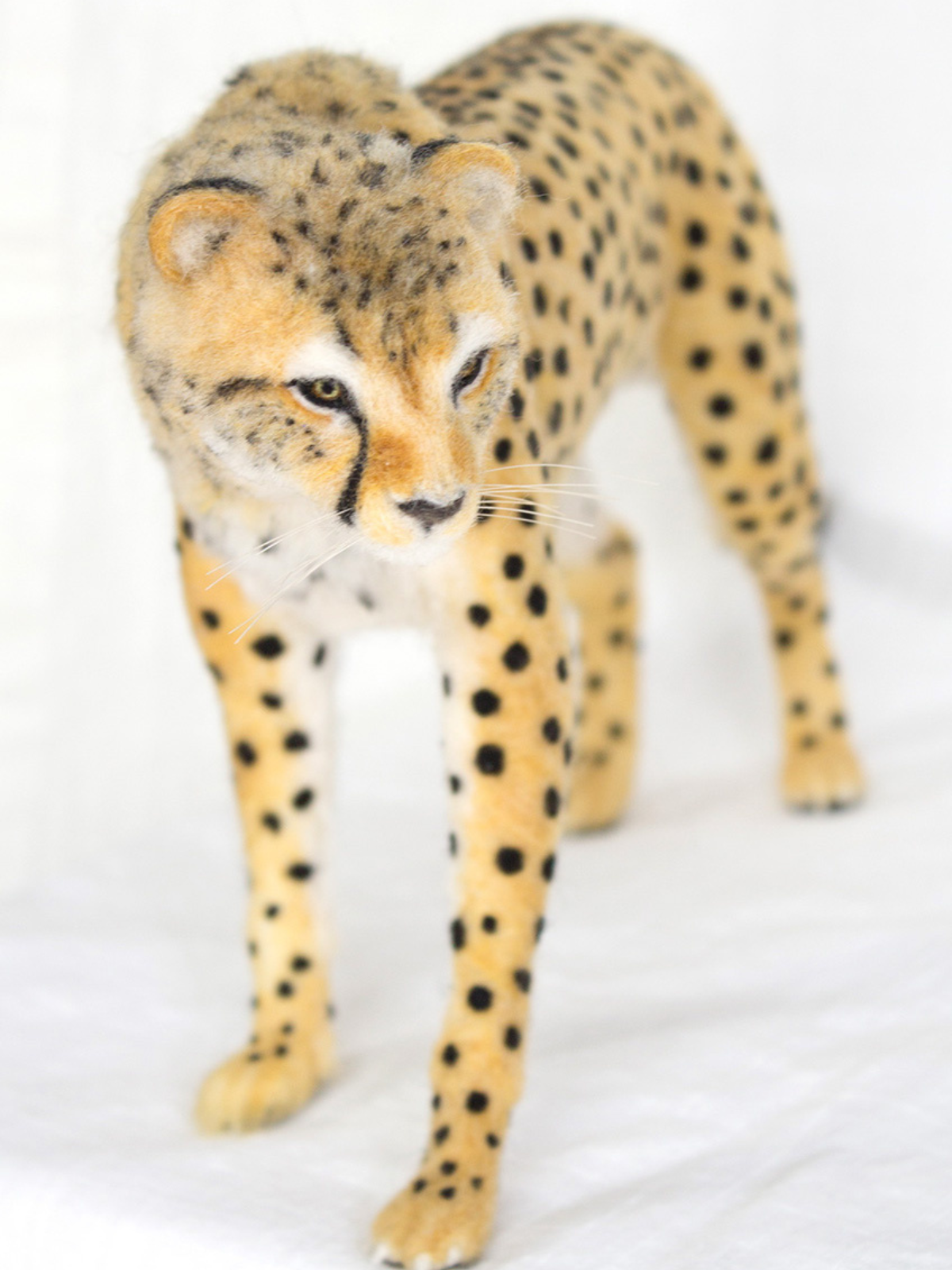 Needle felt cat sculpture cheetah curious mondo