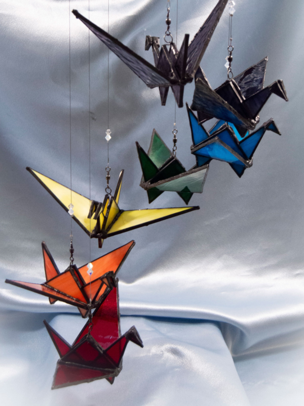 Glass Origami Cranes