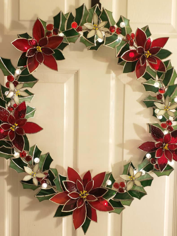 Stained Glass Poinsettia Wreath - Image 3
