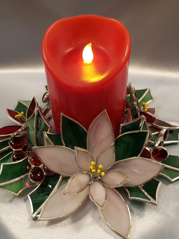 Stained Glass Poinsettia Wreath