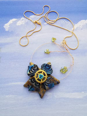 Steampunk-inspired Wire & Clay Pendant