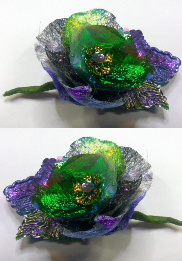 Combining Polymer Clay, Film, and Angelina Fibers to Create Mystery Flowers - Image 4