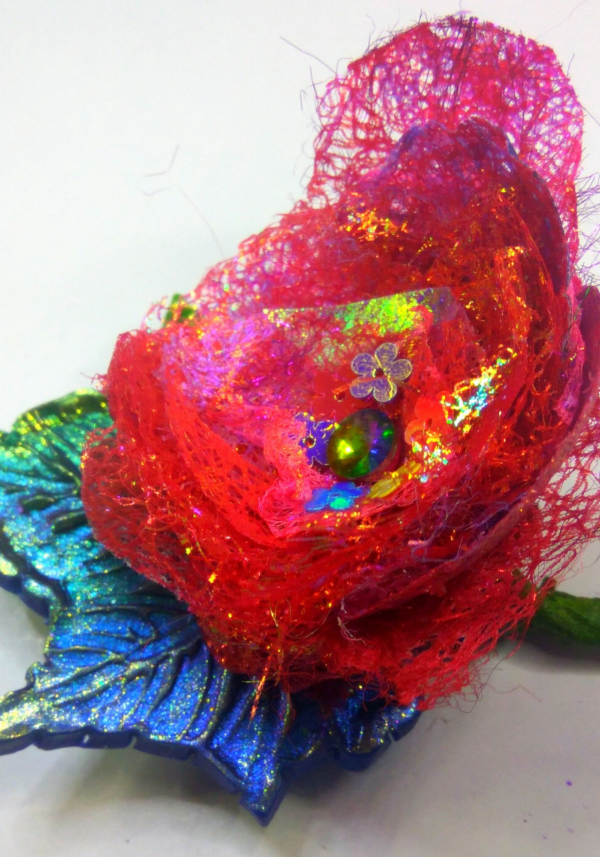 Combining Polymer Clay, Film, and Angelina Fibers to Create Mystery Flowers